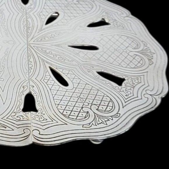 Mid-Century Italian Silverplate Expandable Trivet DelBerti Holiday Hot Plate - Picture 11 of 13